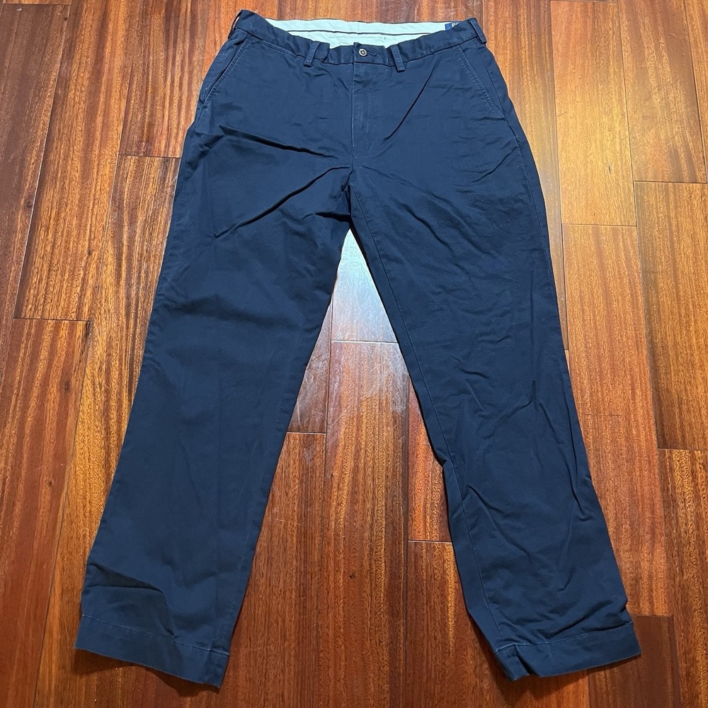 Polo Ralph Lauren Pants Mens 35x32 Navy Blue Stretch Classic Fit Chino Preppy